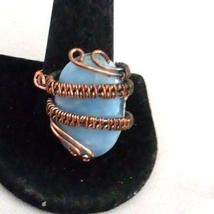 Mans huge custom crafted artesian blue opal dress ring Size 11💎